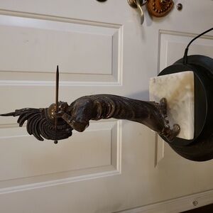 Bronze Tone Metal Statue of King Cuauhtemoc on Marble Stand